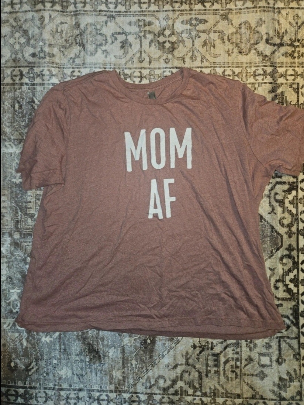 & Other Stories Mauve Short Sleeve Tee with White 'MOM AF' Print
